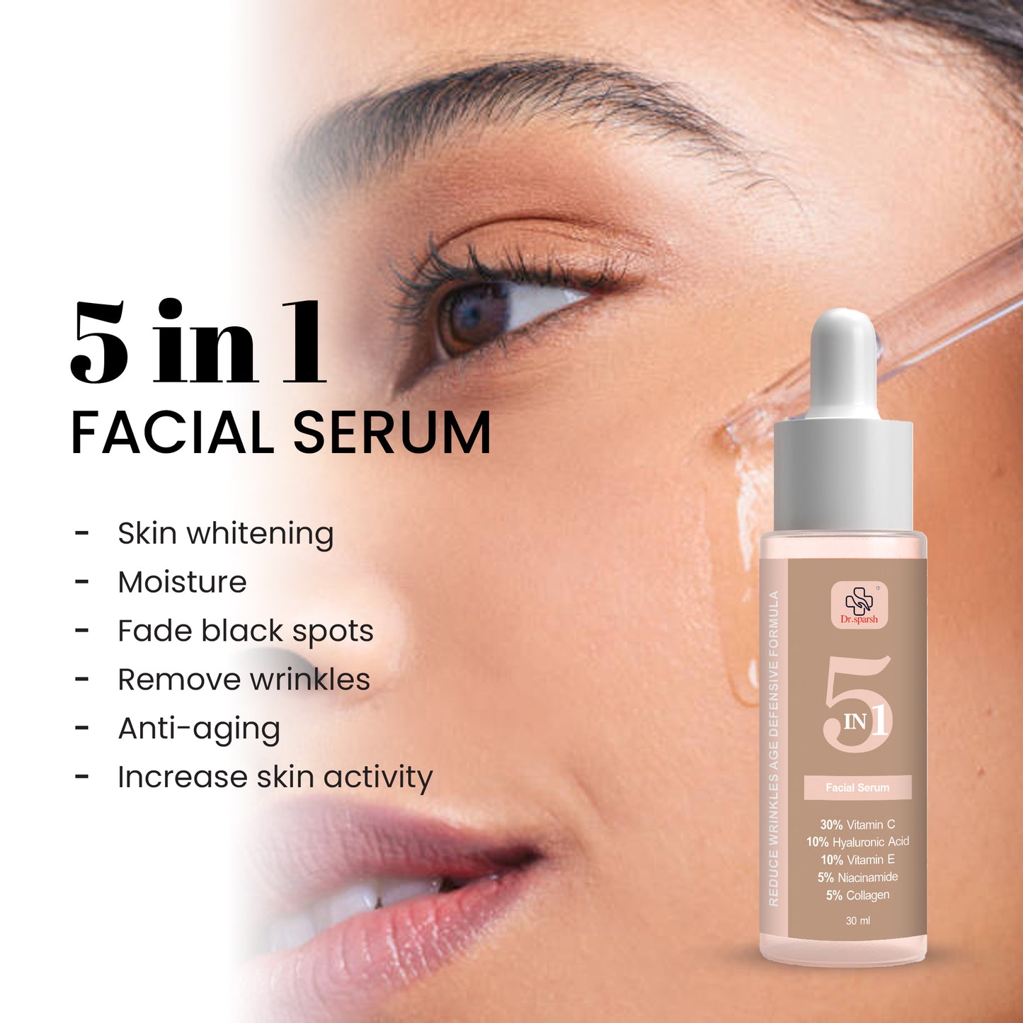 Dr.Sparsh 5in1 Daily Repair Facial Serum-Hydrate, Brighten, and Rejuvenate Your Skin  (30 ml)(All Skin Problem One Solution)