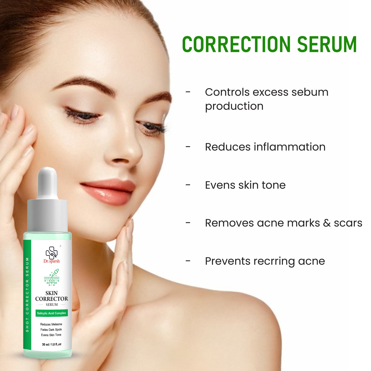 Dr.Sparsh Skin Corrector 2% Alpha Arbutin Serum for Pigmentation & Dark Spots Removal | Anti-pigmentation Face Serum with Hyaluronic Acid to Remove Blemishes, Acne Marks & Tanning | 30 ml