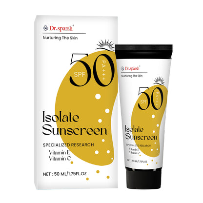 Dr.Sparsh Isolate Sunscreen for All Skin Type - SPF 50+ And PA+++ | Specializied Reserched With Vitamin E & Vitamin C